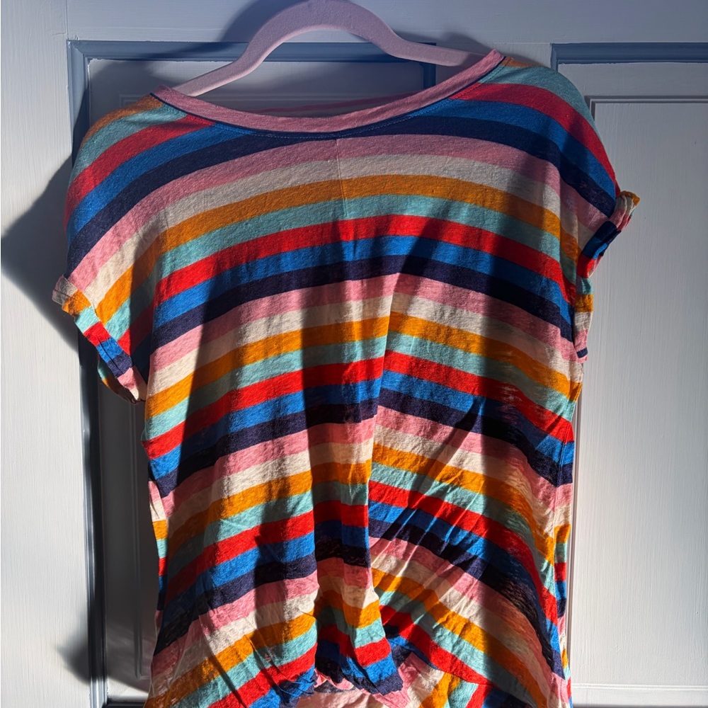 Lou & Grey Multicolor Striped Linen Top